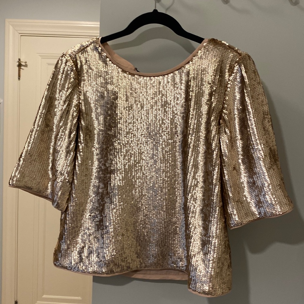 J. Crew gold sequin crop top with back ties